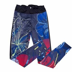 Bogner Fire + Ice‎ Blue Floral Abstract Athletic Leggings - Size M/SML